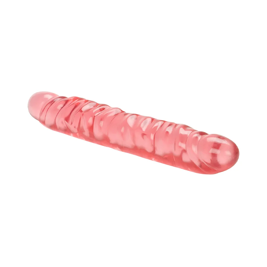 double dildo 12 translucence veined pink 01