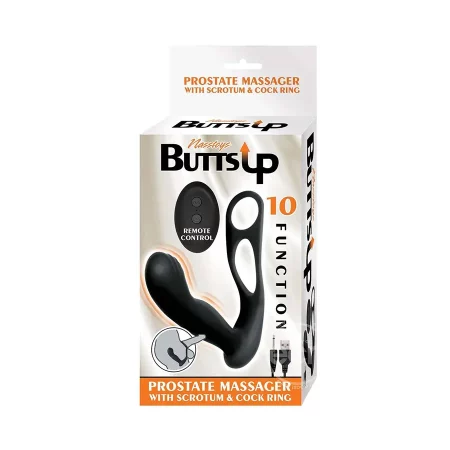 Butts Up Prostate Massager with Scrotum & Cock Ring - Black