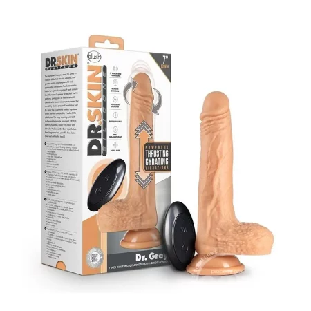 Dr. Grey Rechargeable Thrusting Dildo with Remote Control 7in - Vanilla