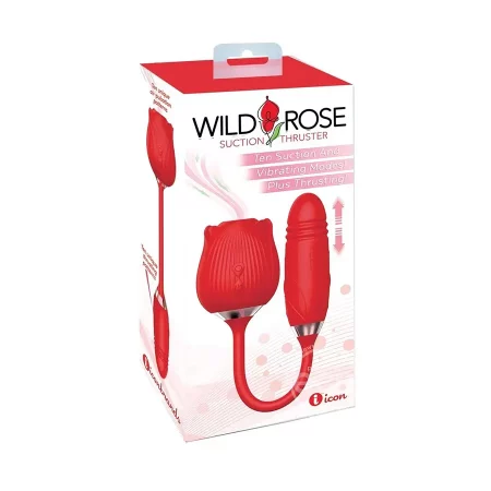 Wild Rose & Thruster Clitoral Stimulator with Suction - Red